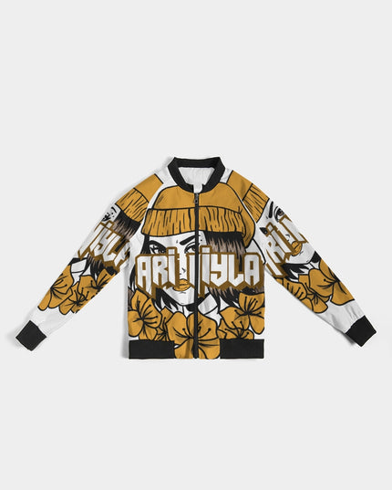AriNiyla Gold Logo Women Bomber Jacket