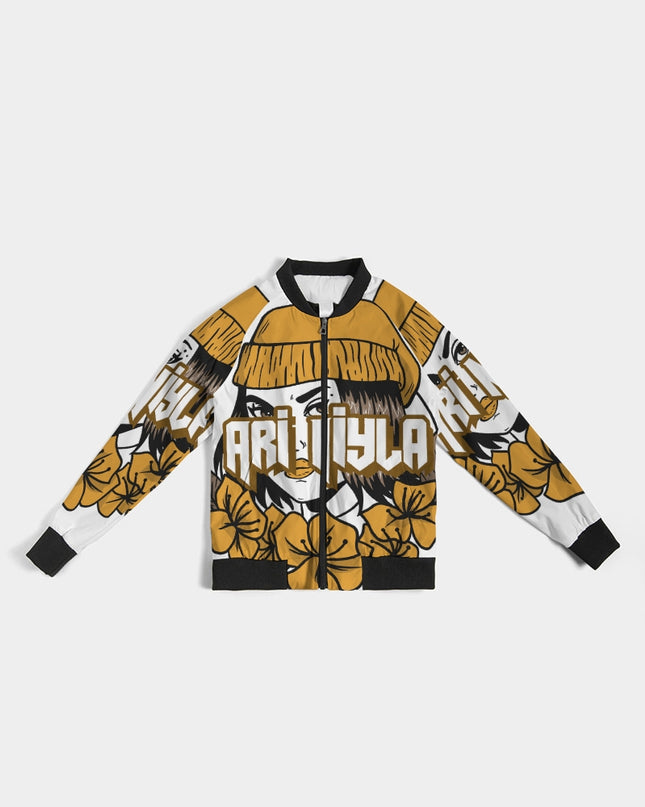 AriNiyla Gold Logo Women Bomber Jacket