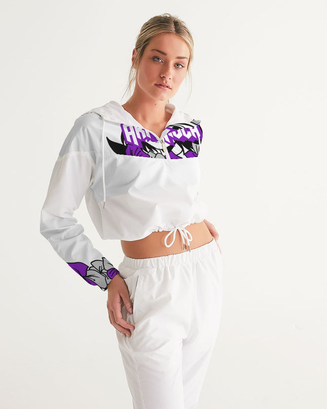 AriNiyla Purple Logo Women's Pullover Cropped Windbreaker Jacket