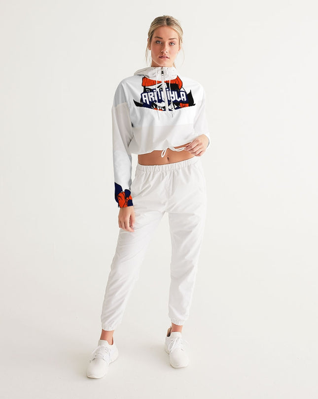 AriNiyla Orange Logo Pullover Women's Cropped Windbreaker jacket