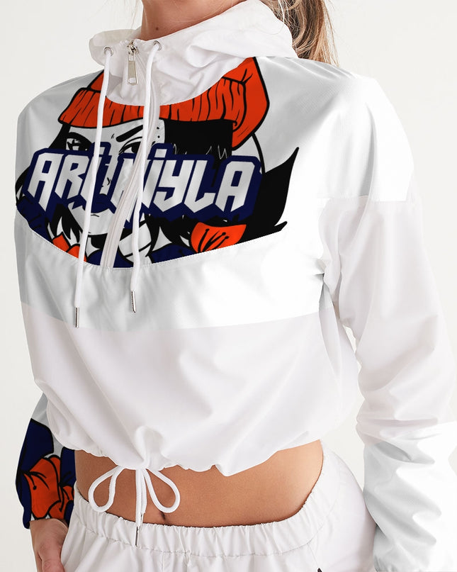 AriNiyla Orange Logo Pullover Women's Cropped Windbreaker jacket