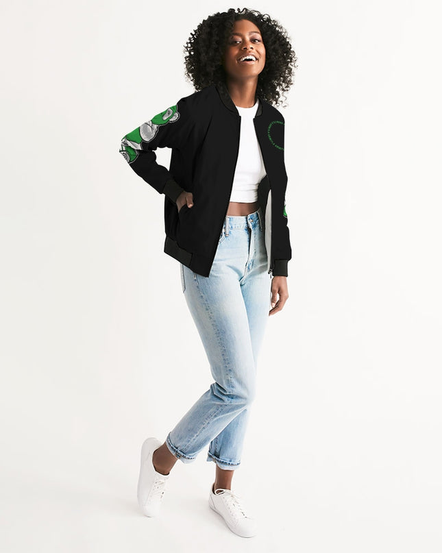 AriNiyla 2 Sleeve Green Panda Women's Bomber Jacket