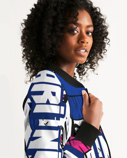 AriNiyla Royal Blue Logo Women's Bomber Jacket