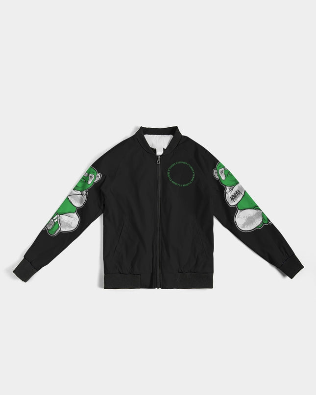AriNiyla 2 Sleeve Green Panda Women's Bomber Jacket