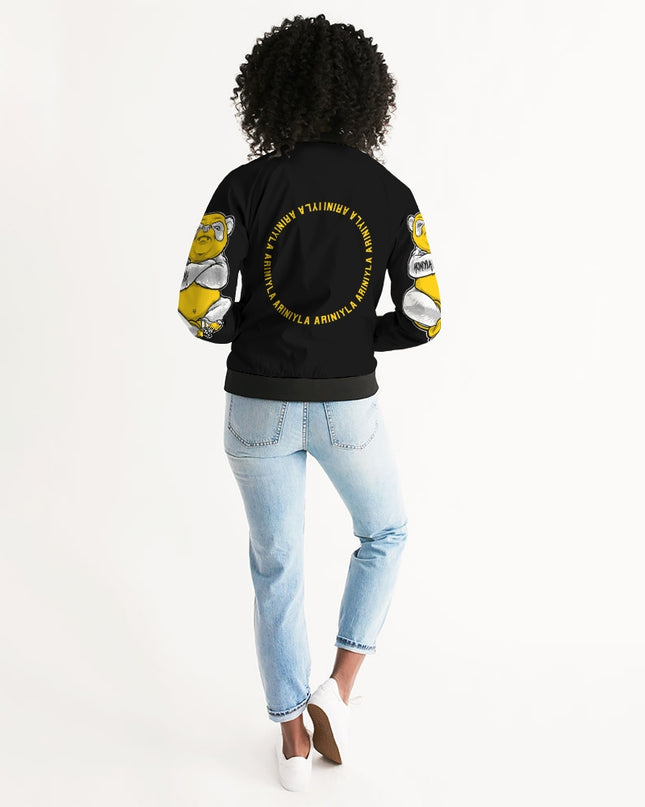 AriNiyla 2 Sleeve Yellow Panda Women's Bomber Jacket
