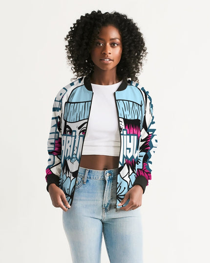 AriNiyla Soft Blue Logo Women's Bomber Jacket