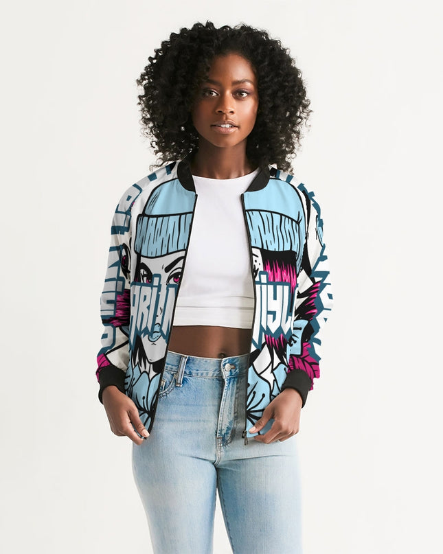 AriNiyla Soft Blue Logo Women's Bomber Jacket