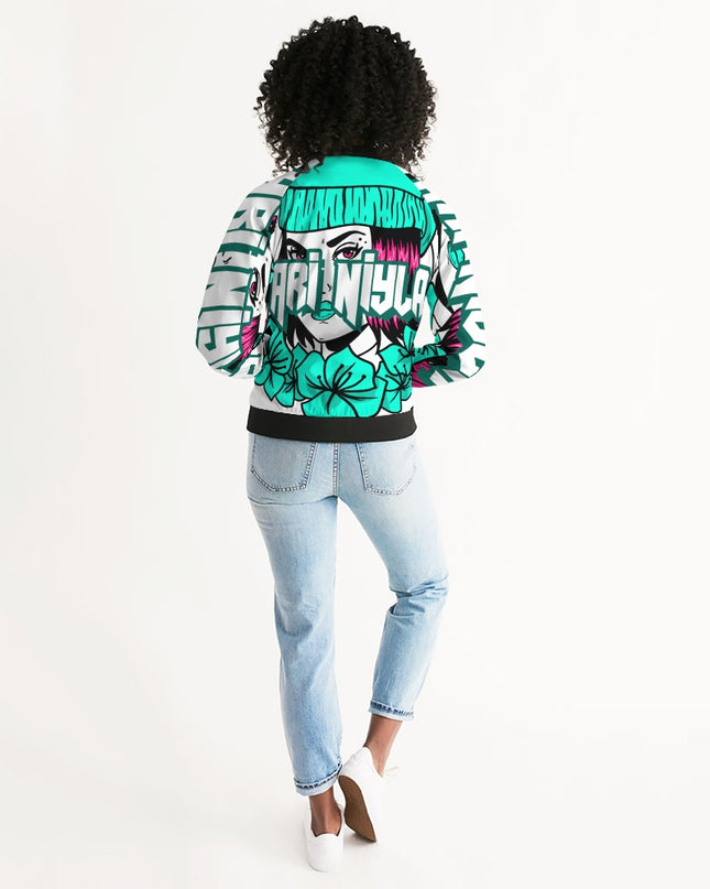 AriNiyla Teal Blue Logo Women's Bomber Jacket