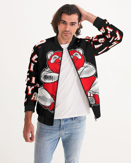 AriNiyla Black Red and White Tuff Luv Panda Men Bomber Jacket