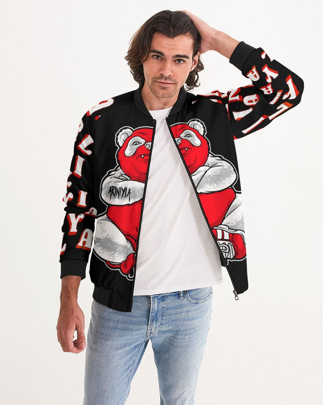 AriNiyla Black Red and White Tuff Luv Panda Men Bomber Jacket