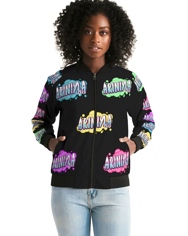AriNiyla Multi Black Tagged Bomber jacket Women's Bomber Jacket