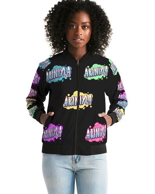 AriNiyla Multi Black Tagged Bomber jacket Women's Bomber Jacket