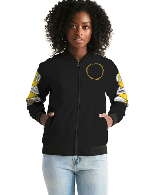 AriNiyla 2 Sleeve Yellow Panda Women's Bomber Jacket