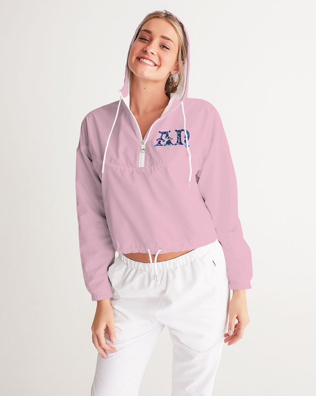 AriNiyla Pink Pullover Women's Cropped Windbreaker Jacket