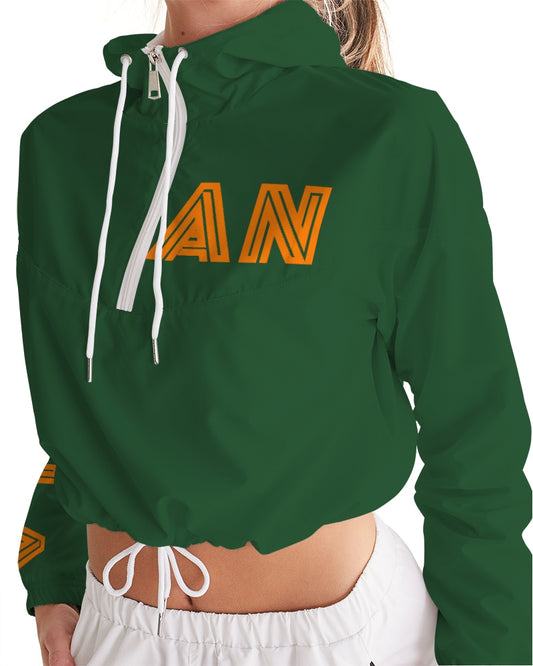 AriNiyla Boston Green Pullover Women's Cropped Windbreaker Jacket