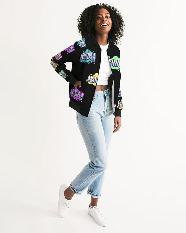 AriNiyla Multi Black Tagged Bomber jacket Women's Bomber Jacket