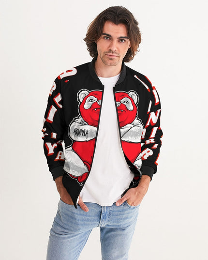 AriNiyla Black Red and White Tuff Luv Panda Men Bomber Jacket