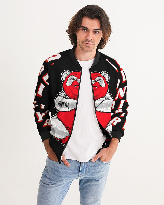 AriNiyla Black Red and White Tuff Luv Panda Men Bomber Jacket