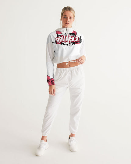 AriNiyla Pink Women's Pullover Cropped Windbreaker Jacket