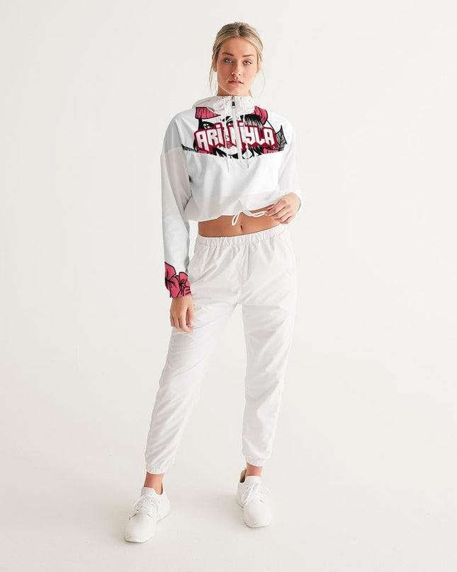 AriNiyla Pink Women's Pullover Cropped Windbreaker Jacket