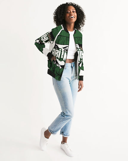 AriNiyla Green Logo Women Bomber Jacket