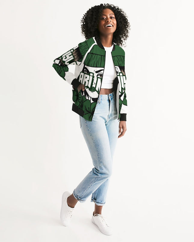 AriNiyla Green Logo Women Bomber Jacket