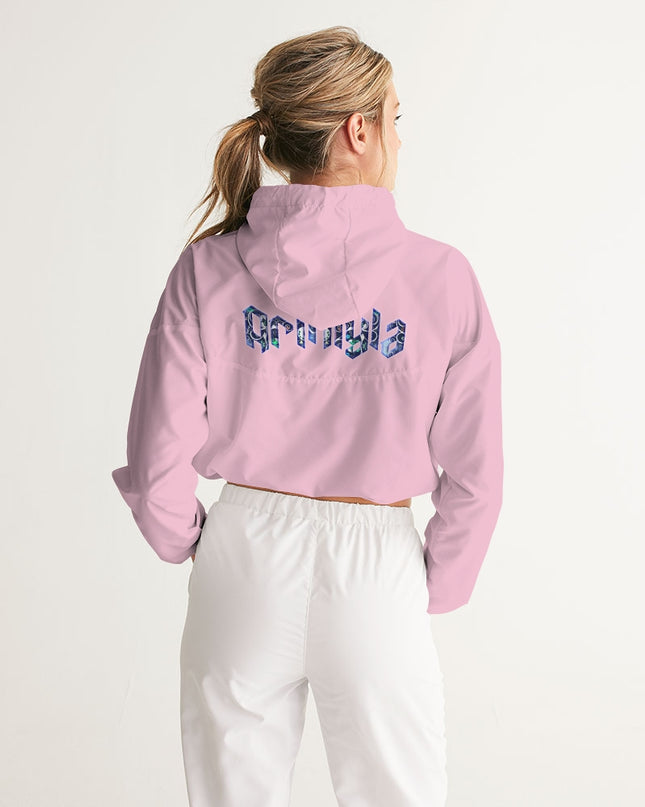 AriNiyla Pink Pullover Women's Cropped Windbreaker Jacket