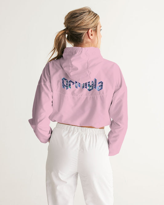 AriNiyla Pink Pullover Women's Cropped Windbreaker Jacket