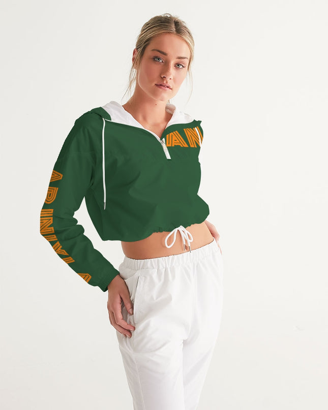AriNiyla Boston Green Pullover Women's Cropped Windbreaker Jacket