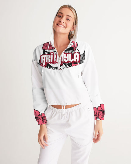 AriNiyla Pink Women's Pullover Cropped Windbreaker Jacket