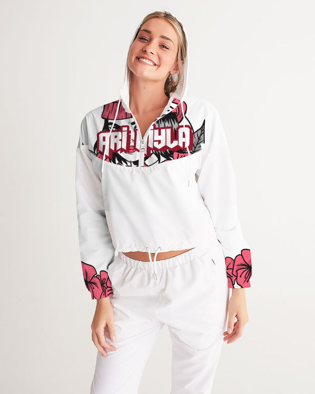 AriNiyla Pink Women's Pullover Cropped Windbreaker Jacket