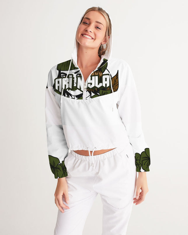 AriNiyla Green Women's Cropped Pullover Windbreaker Jacket