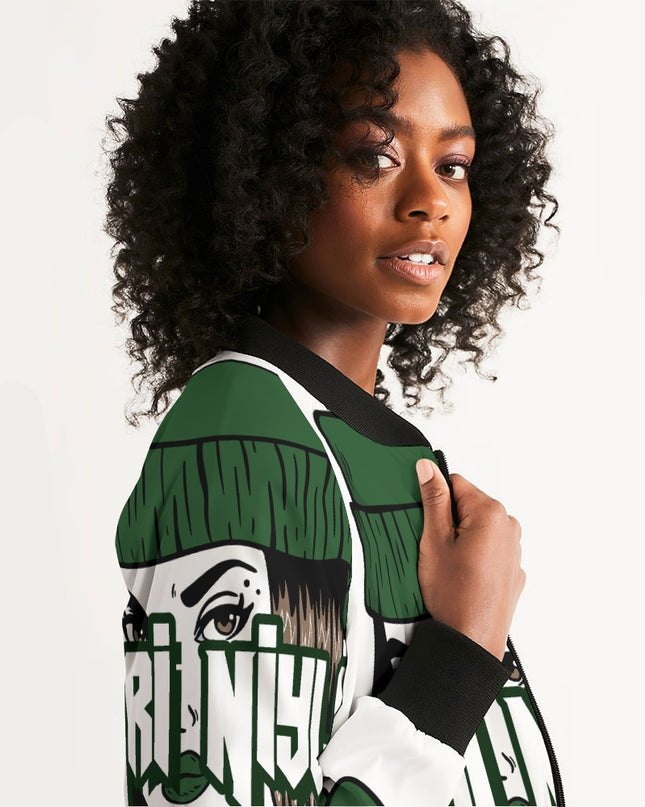 AriNiyla Green Logo Women Bomber Jacket