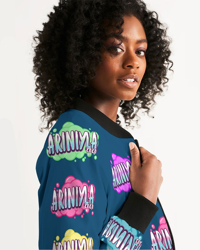 AriNiyla Multi Blue Tagged Bomber jacket Women's Bomber Jacket