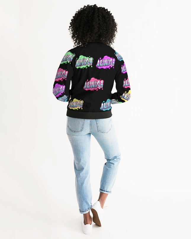AriNiyla Multi Black Tagged Bomber jacket Women's Bomber Jacket
