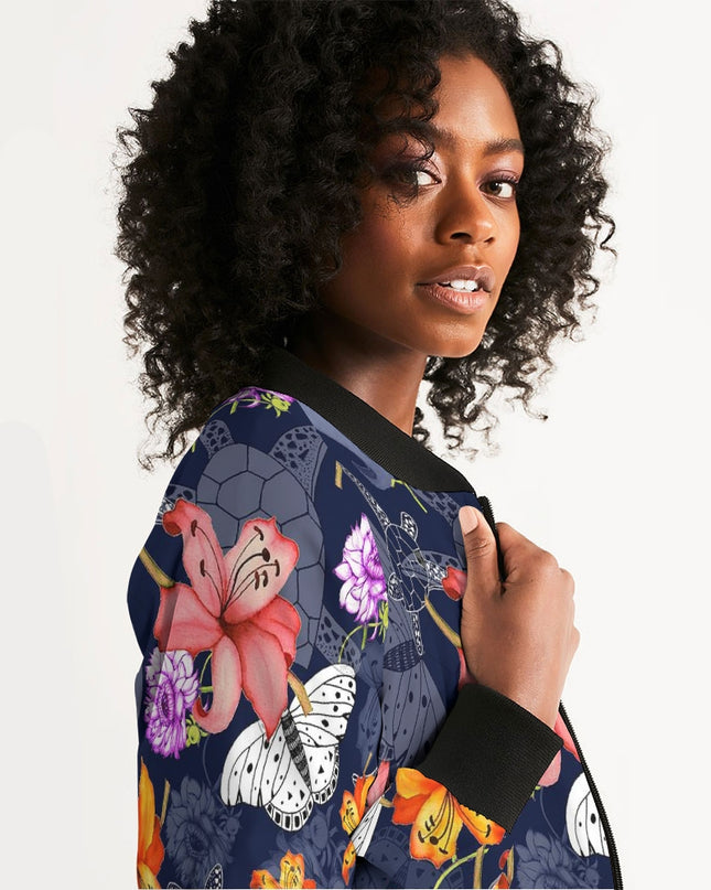 AriNiyla Flowers Butterflies Women's Bomber Jacket