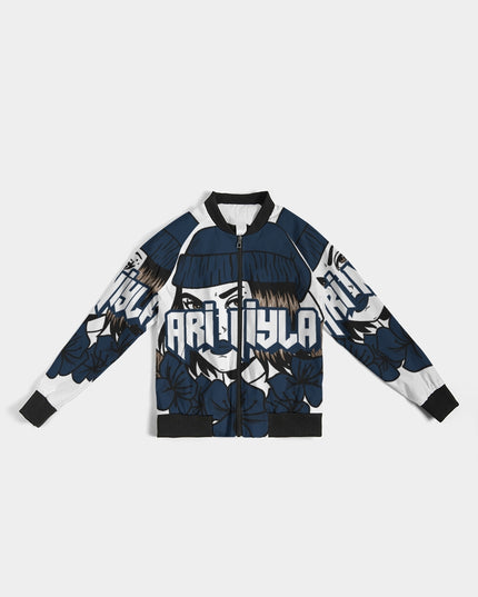 AriNiyla Dark Blue Logo Women Bomber Jacket