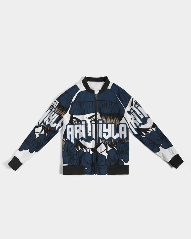 AriNiyla Dark Blue Logo Women Bomber Jacket