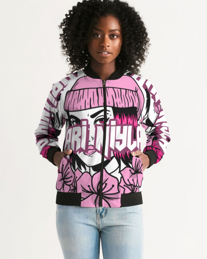 AriNiyla Soft Pink Logo Women's Bomber Jacket