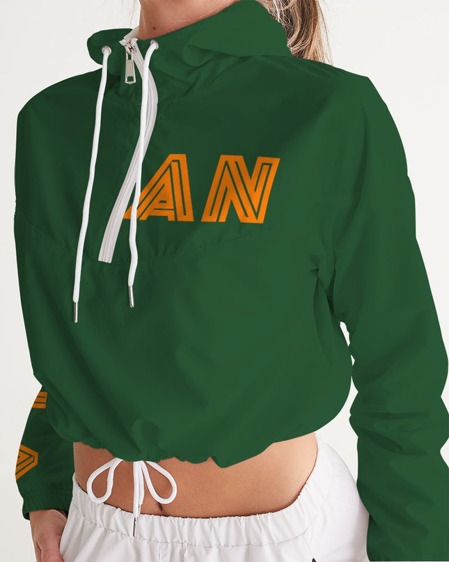 AriNiyla Boston Green Pullover Women's Cropped Windbreaker Jacket