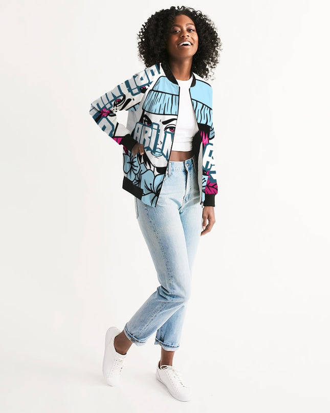 AriNiyla Soft Blue Logo Women's Bomber Jacket