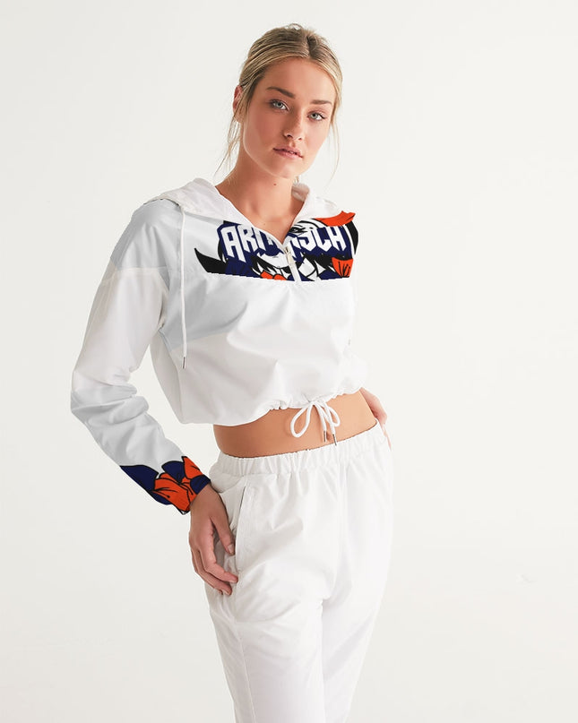 AriNiyla Orange Logo Pullover Women's Cropped Windbreaker jacket