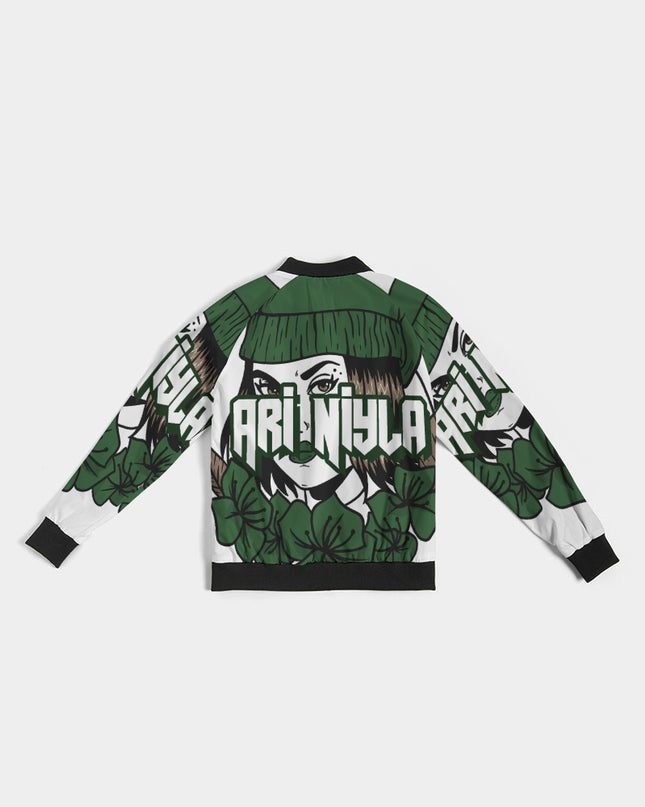 AriNiyla Green Logo Women Bomber Jacket