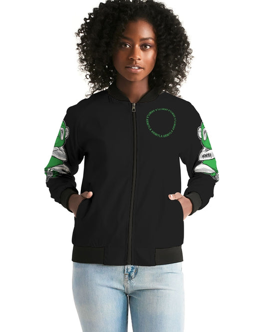 AriNiyla 2 Sleeve Green Panda Women's Bomber Jacket