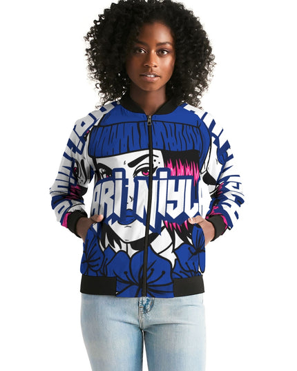 AriNiyla Royal Blue Logo Women's Bomber Jacket