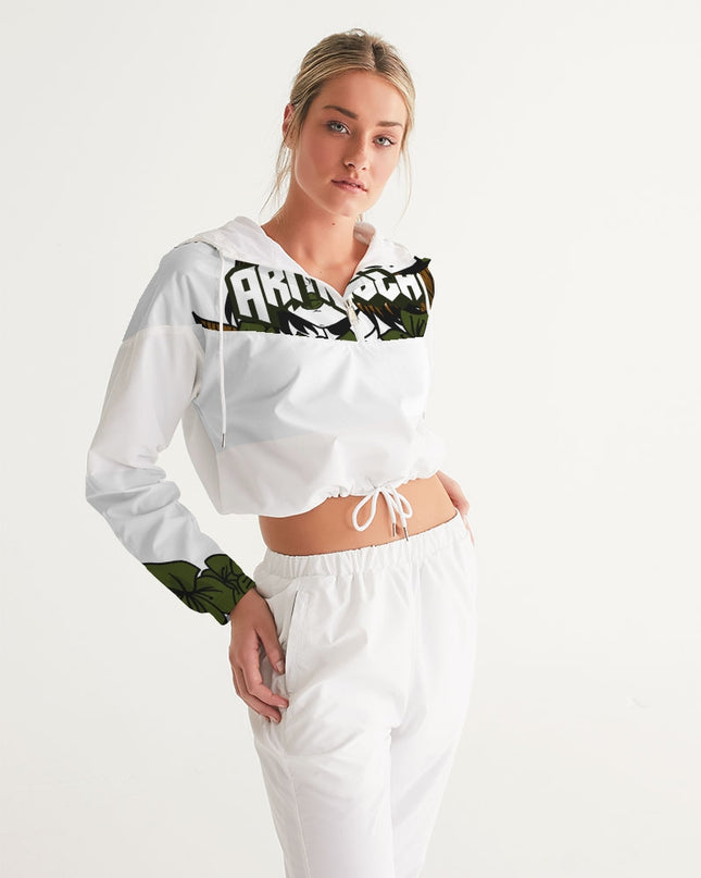 AriNiyla Green Women's Cropped Pullover Windbreaker Jacket
