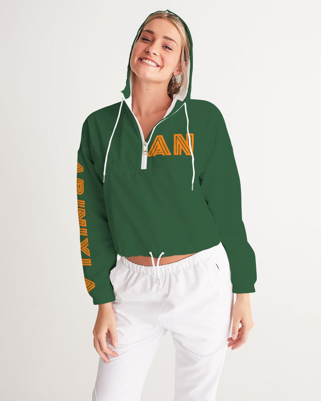 AriNiyla Boston Green Pullover Women's Cropped Windbreaker Jacket