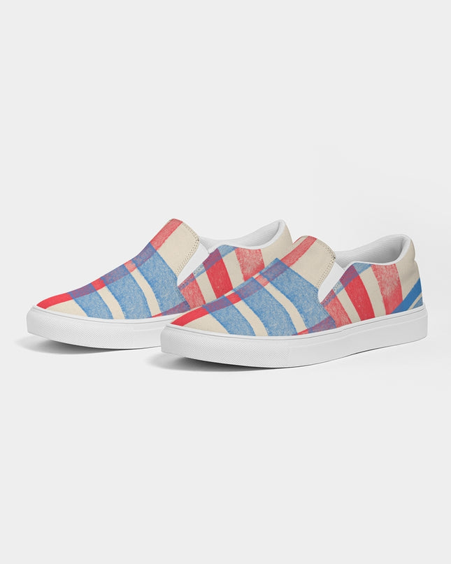 AriNiyla red Blue Plaid Women's Slip-On Shoe