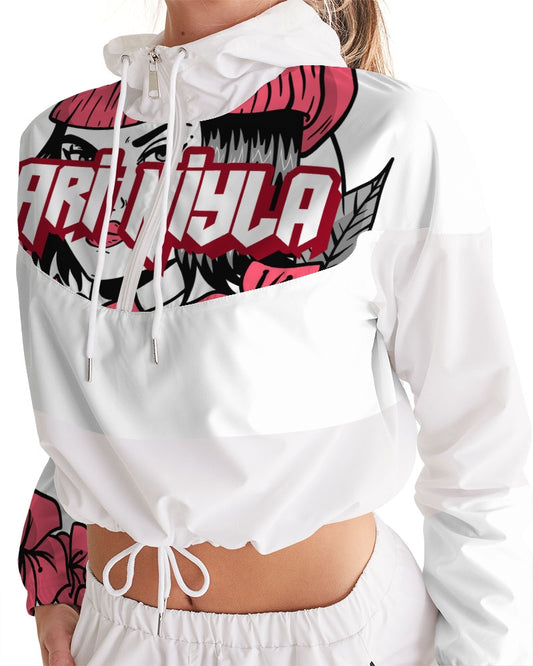 AriNiyla Pink Women's Pullover Cropped Windbreaker Jacket