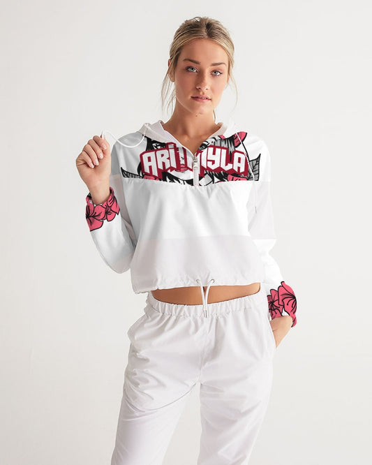 AriNiyla Pink Women's Pullover Cropped Windbreaker Jacket